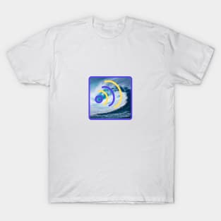 blue white wave design T-Shirt